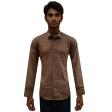 Self Design Brown Shirt : Slim