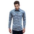 Print Blue Shirt : Party