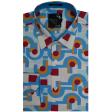 Print Blue Shirt : Party