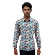 Print Blue Shirt : Party