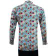 Print Blue Shirt : Party