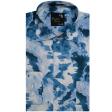 Print Blue Shirt : Party