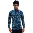 Print Blue Shirt : Party