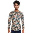 Print Blue Shirt : Party