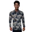 Print Blue Shirt : Party
