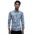 Print Blue Shirt : Party