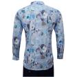 Print Blue Shirt : Party