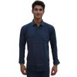 Self Design Navy Blue Shirt : Business
