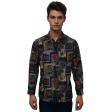 Print Blue Shirt : Party