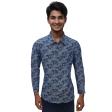 Print Blue Shirt : Party