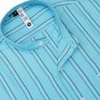 Stripes Aqua Blue Shirt : Slim