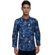 Print Blue Shirt : Party