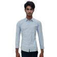 Self Design Aqua Blue Shirt : Business