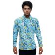Print Blue Shirt : Party