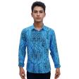 Print Blue Shirt : Party
