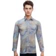 Print Blue Shirt : Party