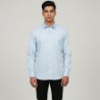 Self Design Aqua Blue Shirt : Business