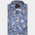 Print Blue Shirt : Party