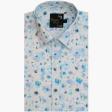 Print Blue Shirt : Party