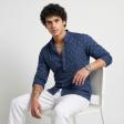 Print Blue Shirt : Party
