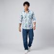 Print Blue Shirt : Party