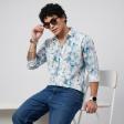Print Blue Shirt : Party