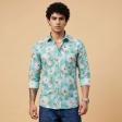 Print Blue Shirt : Party