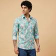 Print Blue Shirt : Party