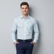 Self Design Aqua Blue Shirt : Slim