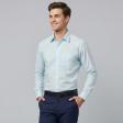 Self Design Aqua Blue Shirt : Slim