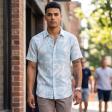 Print Blue Shirt : Party