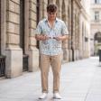 Print Blue Shirt : Party