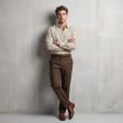 Self Design Fawn Shirt : Business