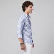 Print Blue Shirt : Party