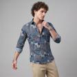 Print Blue Shirt : Party