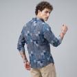 Print Blue Shirt : Party