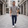 Print Blue Shirt : Party