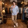 Print Blue Shirt : Party