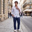 Print Blue Shirt : Party
