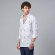 Print Blue Shirt : Party