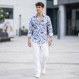Print Blue Shirt : Party