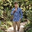 Print Blue Shirt : Party