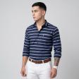 Stripes Navy Blue Shirt : Slim
