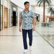 Print Blue Shirt : Party