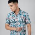 Print Blue Shirt : Party