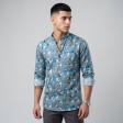 Print Blue Shirt : Party