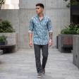 Print Blue Shirt : Party