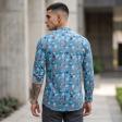 Print Blue Shirt : Party