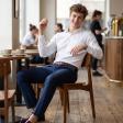 Self Design White Shirt : Slim