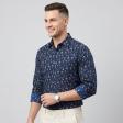 Print Navy Blue Shirt : Party